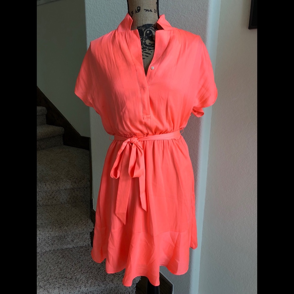 Bright Coral Short Sleeve Dress